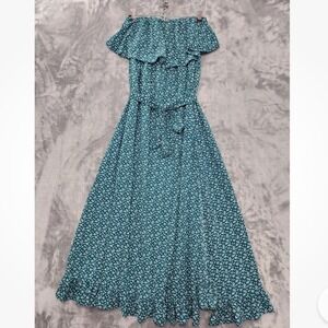 Maverick‎ Dress XL NWT Strapless Green Floral Maxi Dress Cottagecore